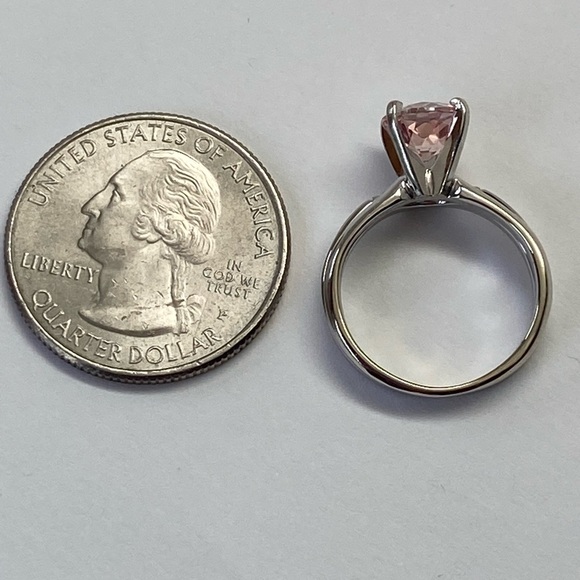 14K White Gold Morganite Solitaire Engagement Ring with Diamond Wedding Band - Picture 15 of 15